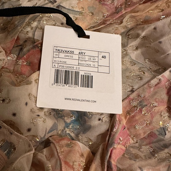 NWT Red Valentino Metallic Floral Print Fil Coupe Chiffon Midi Dress. Size 40 - Picture 6 of 10